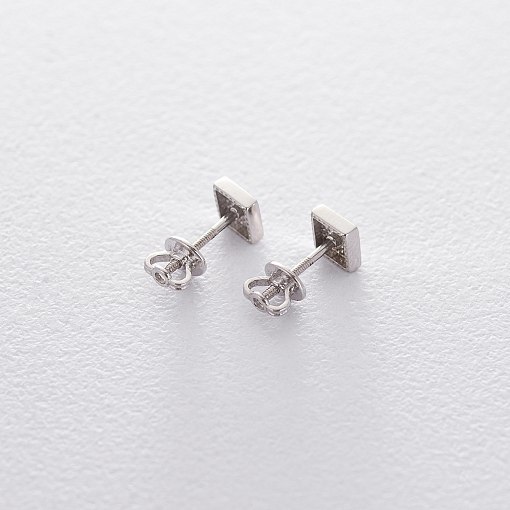 Гвоздики в белом золоте Квадрат с06195 2