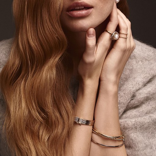 Жесткий золотой браслет "Шарики" б02773 9