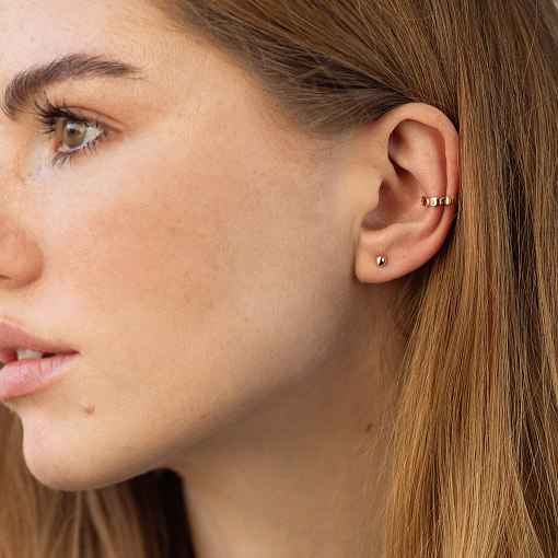 Серьга - каффа "Грани" в красном золоте с07910 2