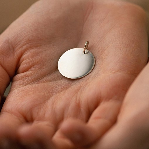 Кулон для гравировки в белом золоте (21 мм) п03182 2