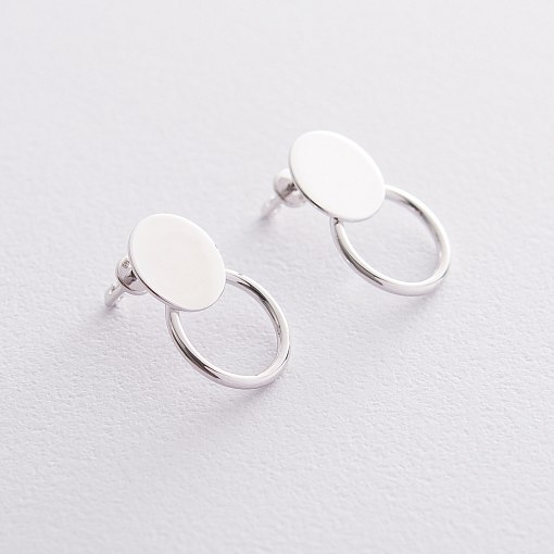 Золотые серьги-пусеты "Круги" с06687