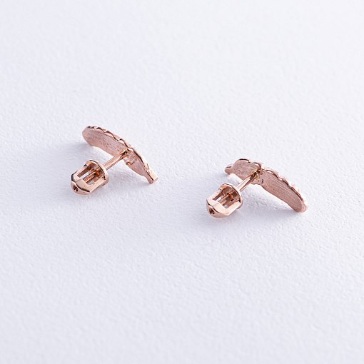 Золотые серьги - пусеты "Перышки" с07903 5