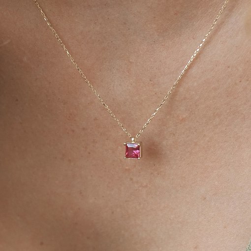 Золотое колье "Альма" (розовый фианит) кол02367 6