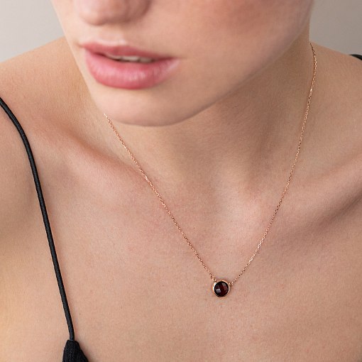 Кольє з піропом в червоному золоті кол01179 4