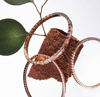 Жесткий золотой браслет "Кубики" б05613 №9