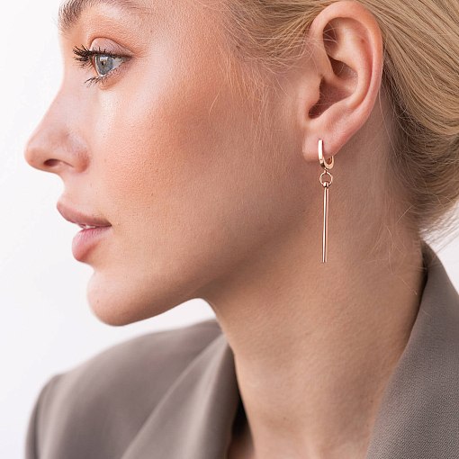 Серьги "Идеал" в красном золоте с08077 2