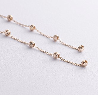 Серьги - протяжки с шариками (желтое золото) с09058 №3