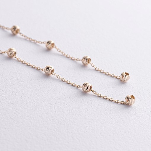 Серьги - протяжки с шариками (желтое золото) с09058 3