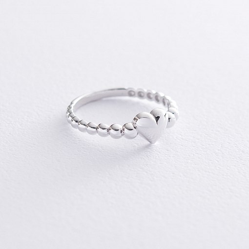 Кольцо "Сердце" в белом золоте к06613