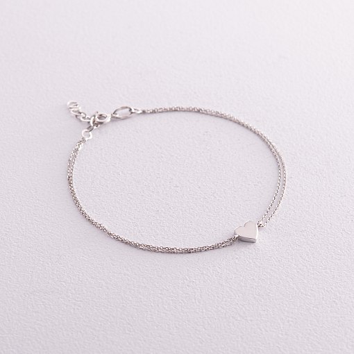 Браслет "Сердечко" в белом золоте б04560