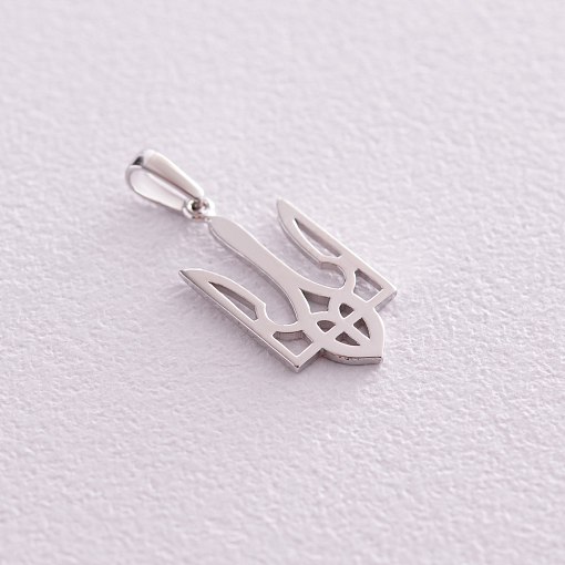 Кулон "Герб Украины - Тризуб" в белом золоте п03745 4