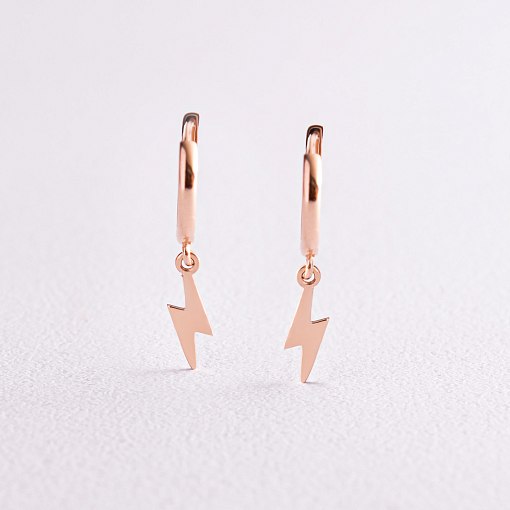 Серьги - кольца "Молнии" в красном золоте с08040