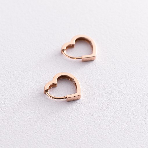 Серьги "Сердечки" в красном золоте с07423 3
