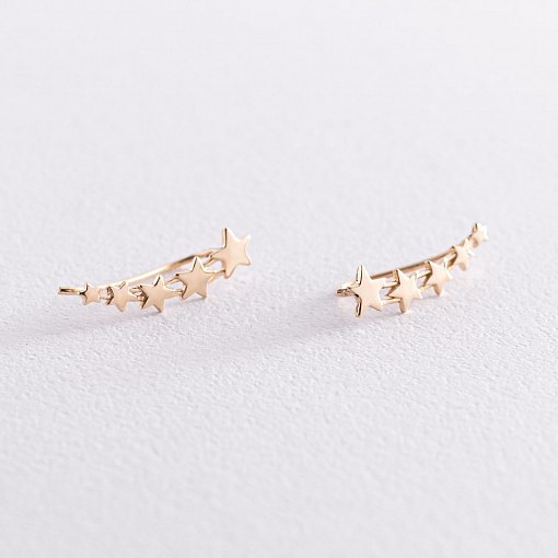 Серьги - клаймберы "Звездочки" в желтом золоте с07392 7