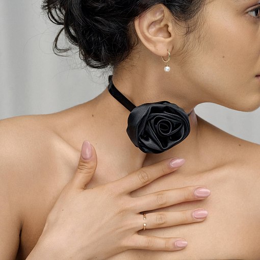 Серьги - кольца с жемчугом (желтое золото) с08359 5