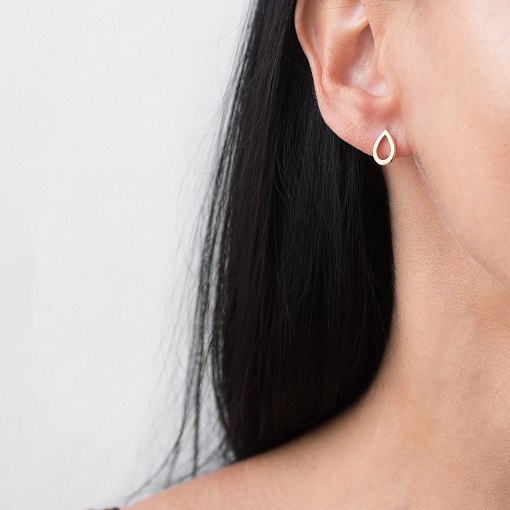 Серьги-пусеты Маленькие капельки в желтом золоте 1.1*0.8 см с06318