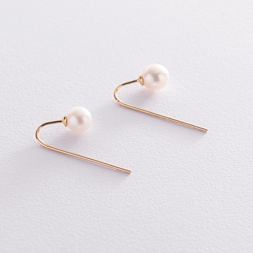 Золотые серьги "Изящность" (жемчуг) с07325 3