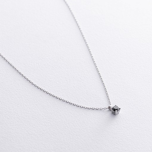 Кольє в білому золоті з чорним діамантом 736121122 3