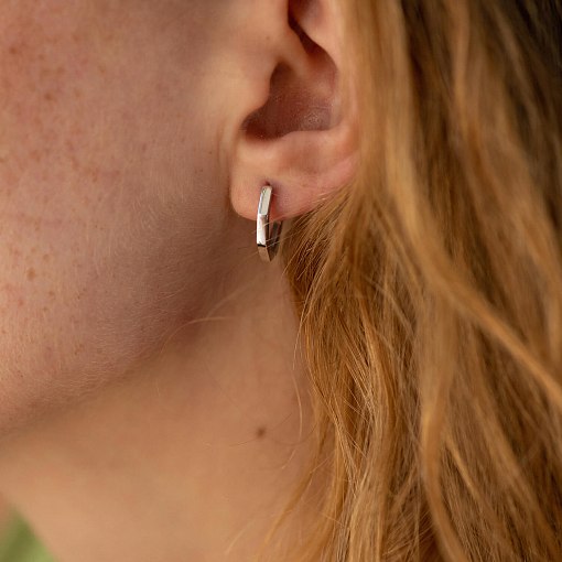 Серьги - кольца "Геометрия" в белом золоте с08541 2