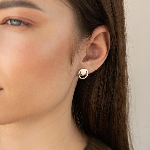 Серьги - пусеты "Искренность" в белом золоте с06978 3