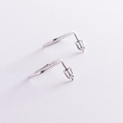 Серьги - пусеты "Ромбы" в белом золоте с06981 3