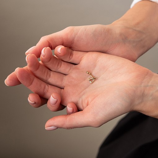 Золотой кулон "Самолетик" (фианит) п03424 2