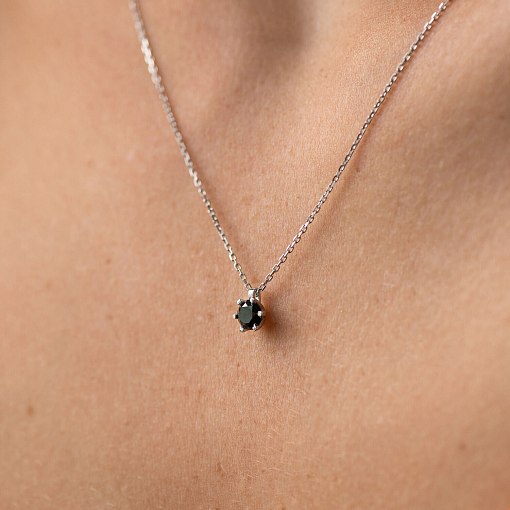 Кольє в білому золоті з чорним діамантом 736131122 8