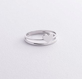 Кольцо "Сердечко" в белом золоте к08136 №3