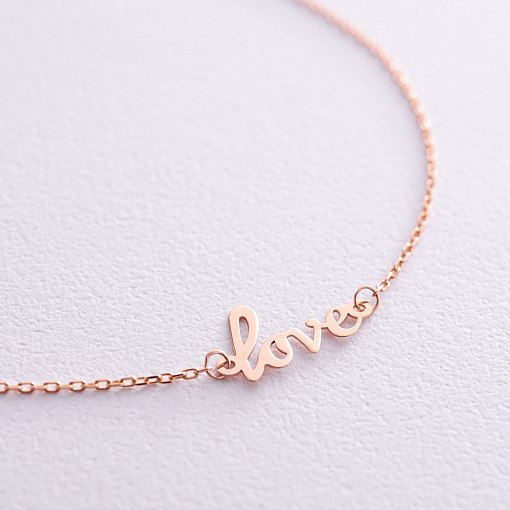 Золотий браслет Love на ногу б03685 4
