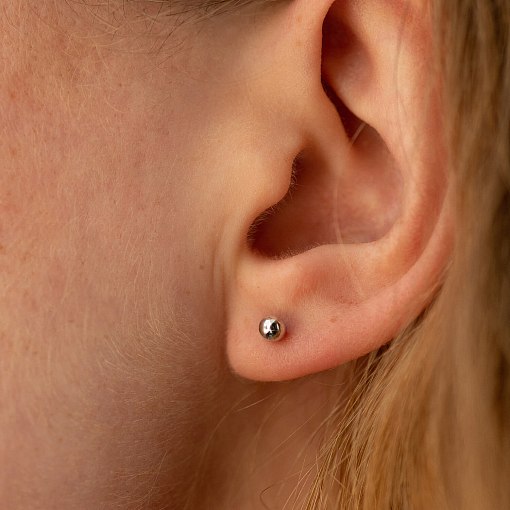 Серьги - пусеты "Шарики" в белом золоте с07300 5