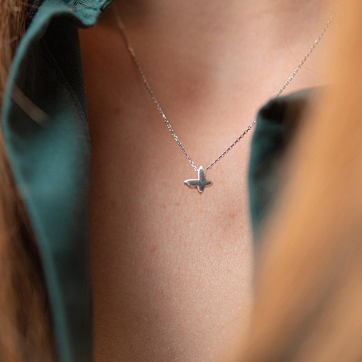 Колье "Бабочка" в белом золоте кол02148 7