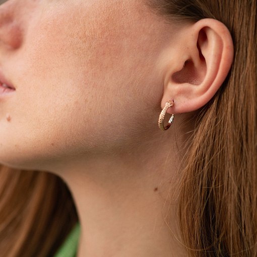 Золотые серьги - пусеты "Гремучие змеи" с09004 3