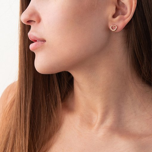 Золотые серьги - пусеты "Сердечки" с07542 2