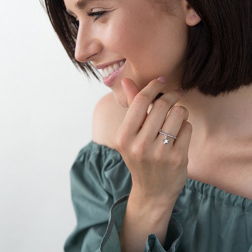 Каблучка Зірка в білому золоті к06119 3