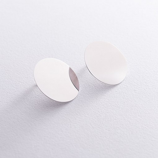 Серьги "Большие кометы" в белом золоте с06677 4