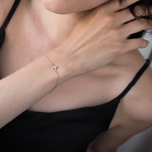 Браслет "Самолетик" в красном золоте б04143 2