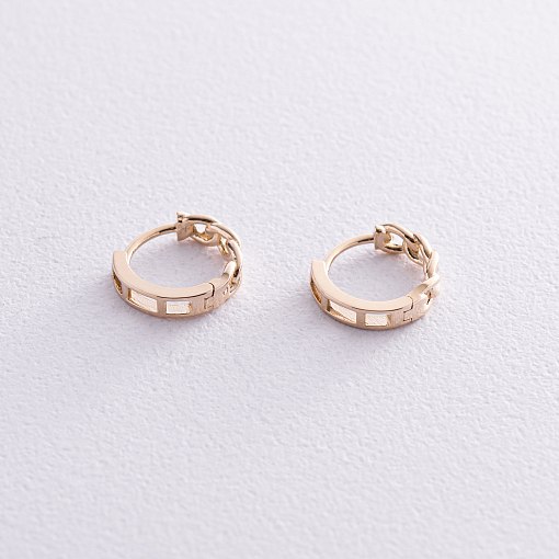 Серьги - кольца "Цепочки" в желтом золоте с08209 3