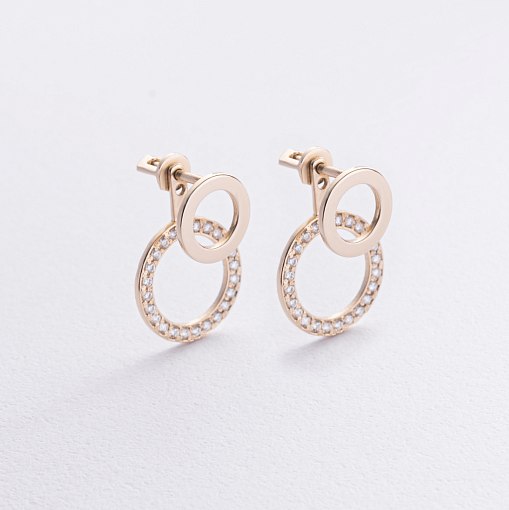 Серьги - джекеты "Sophia" в желтом золоте (фианиты) с09095 2