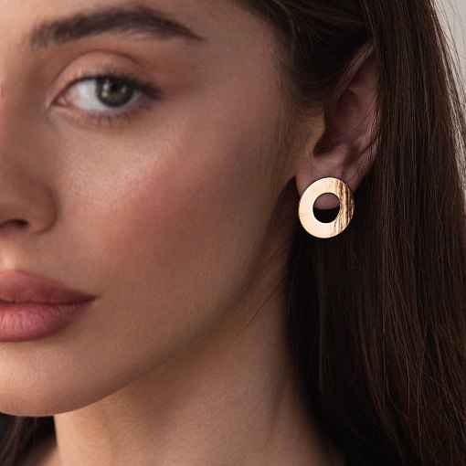 Золотые серьги - пусеты "Зеркальные" (2.1 см) с07698