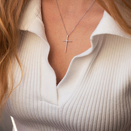 Колье "Крестик" в белом золоте кол01707 2