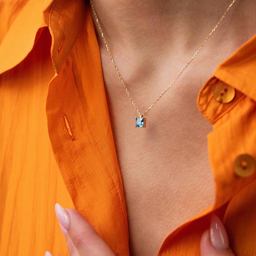 Золотое колье "Альма" (голубой фианит) кол02369 4