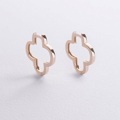 Серьги "Клевер" в желтом золоте с06936 3