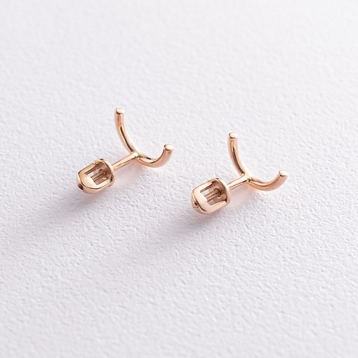 Серьги - пусеты "Дуга" в красном золоте с07075 2