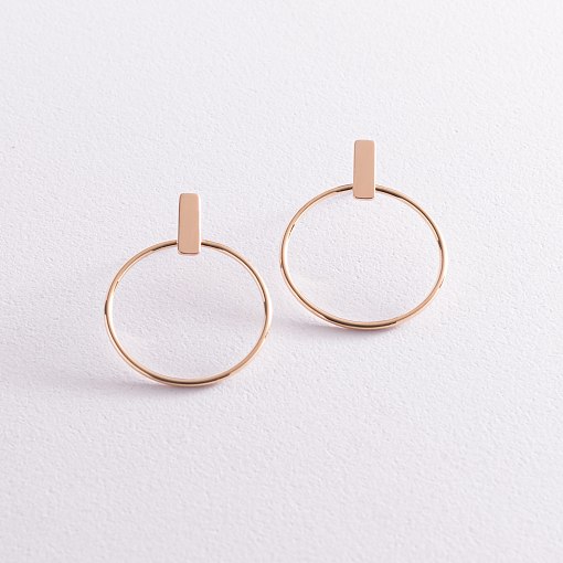 Серьги - пусеты "Уверенность" в желтом золоте с07749 5