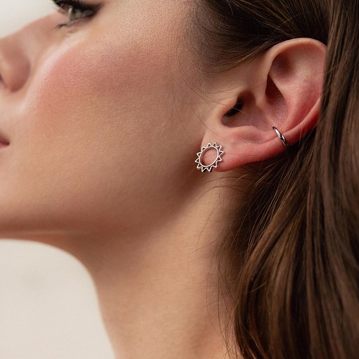 Серьга - каффа в белом золоте с08190 4