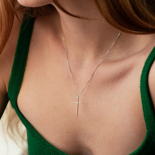 Колье "Крестик" в белом золоте кол01707 4