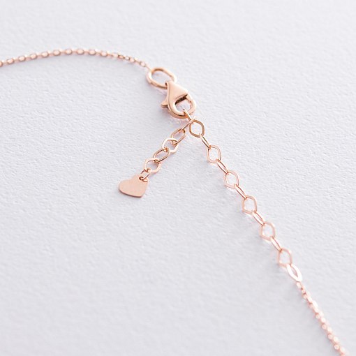 Колье "Монета" с фианитом в красном золоте (возможна гравировка) кол01681 4