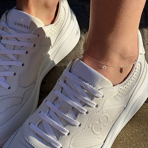 Золотой браслет "Перышки" на ногу (фианиты) б04797 6