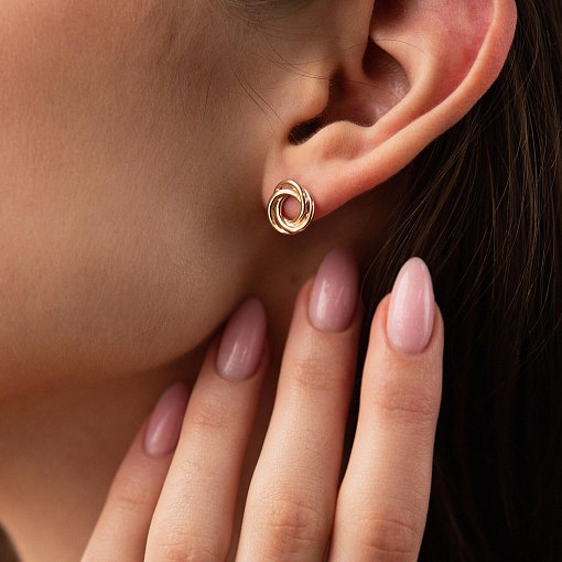 Серьги - пусеты "Увлечение" в желтом золоте с06937 5