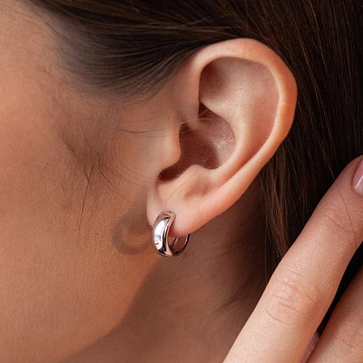 Серьги - кольца в белом золоте с08199 4